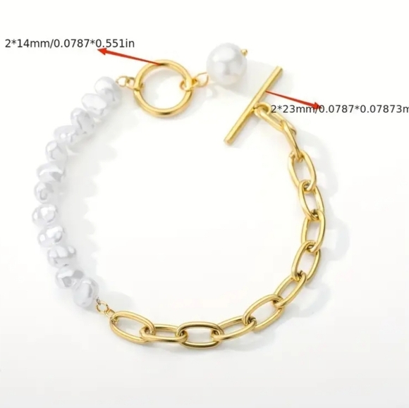 NEW! Asymmetric Faux Pearl & Love  Bracelet - Picture 7 of 9